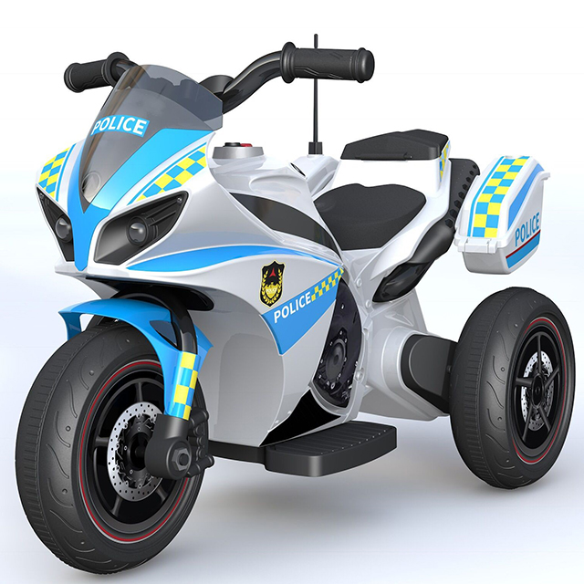 Factory Wholesale Good Price 6V Kids Electric Ride On Police Motorcycle with Music & Color Changing Lights for Kids White Black