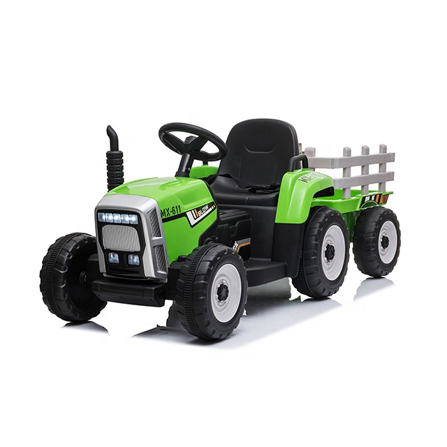 Wonderful Wholesale Kids Battery Powered Electric Tractor with Trailer, built-in functional horn, Bluetooth, USB, LED headlight 12V